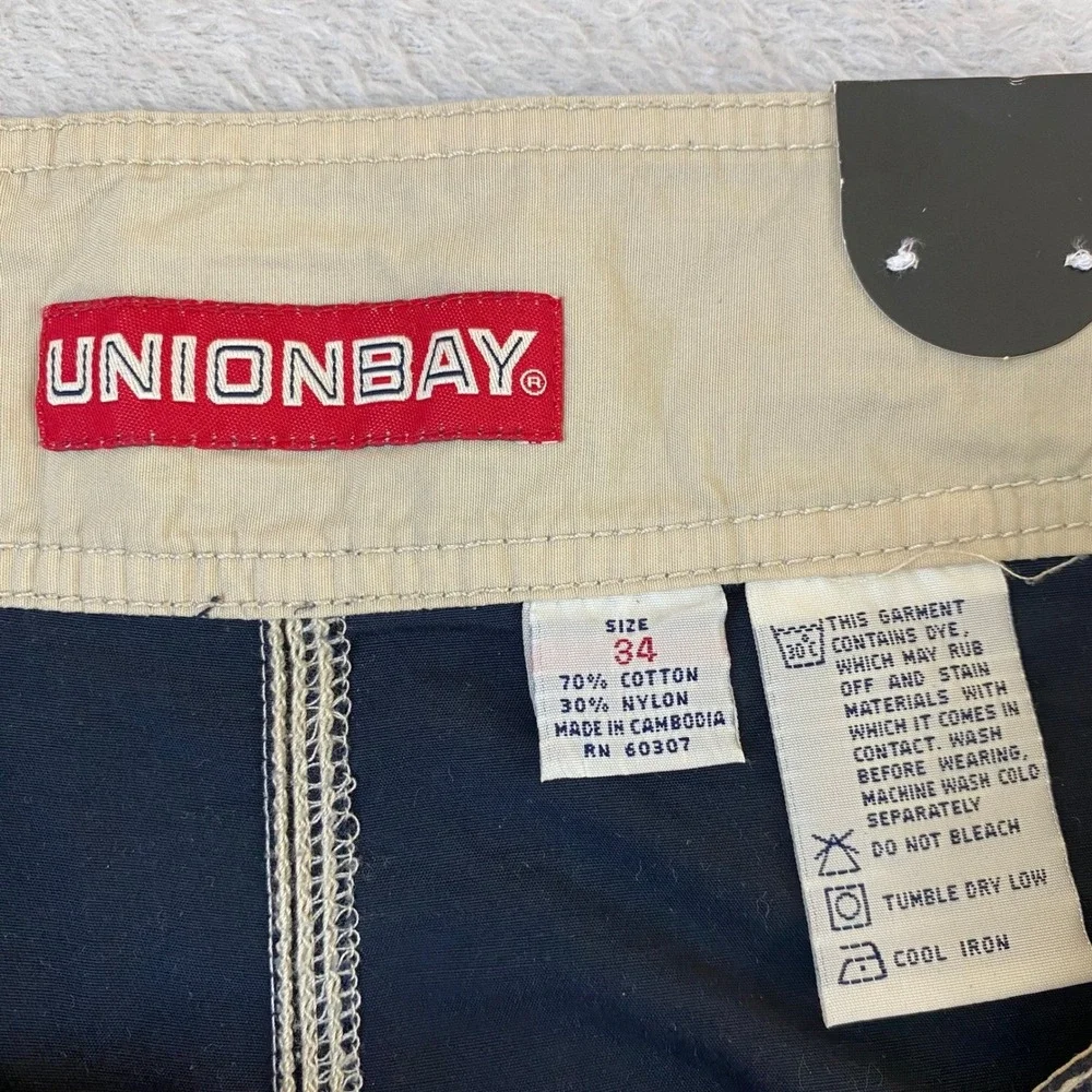 Unionbay Y2K Skater Board Shorts Men 34 Navy Colorblock Surf Beach Gorpcore NWT